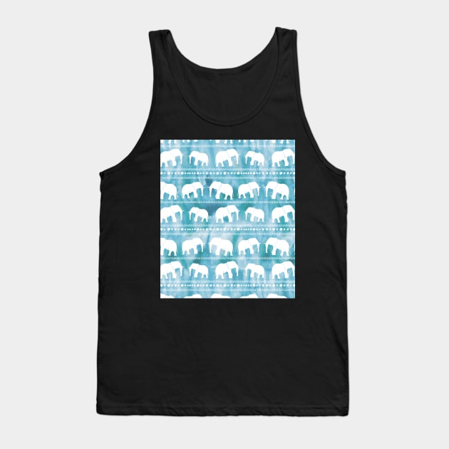 Elephant Tribal Watercolor Pattern Blue Tank Top by dreamingmind